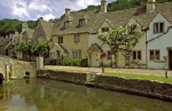 The lovely Cotswold village of Castle Combe is situated along the bank of the river Bybrook, the Cotswolds, England.