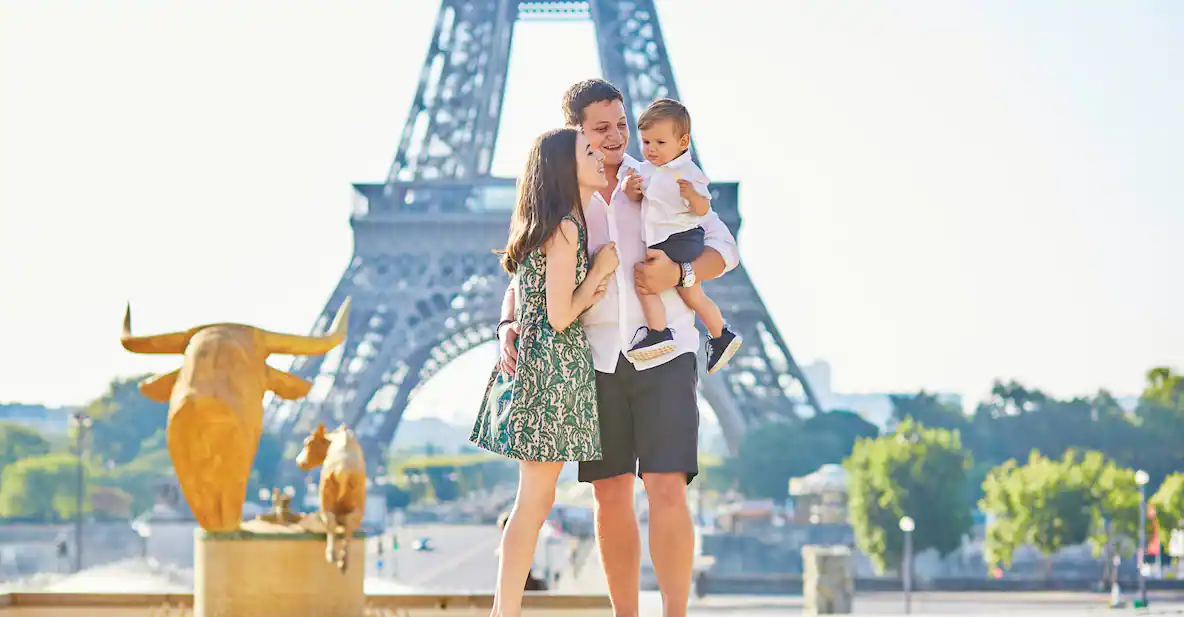 Ooh la la! Take your chicest family photo yet in front of the famed Eiffel Tower.