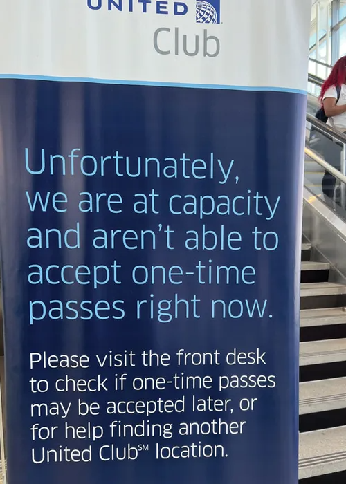 A sign at a United Club at Newark Airport’s Terminal C in early August. Photo Credit: Rebecca Tobin