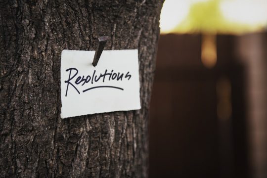 resolutions pinned on a tree