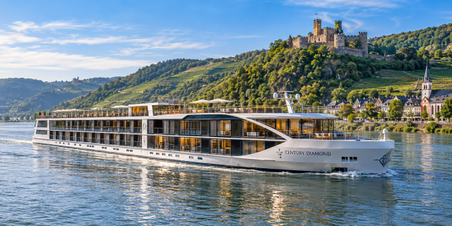 Century Diamond luxury river cruise ship sailing on the Rhine in Europe.